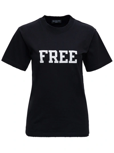 Shop Balenciaga Black Cotton Free T-shirt