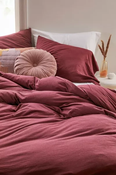 Shop Urban Outfitters T-shirt Jersey Duvet Cover In Maroon