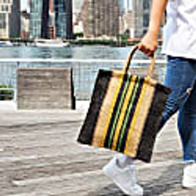 Korissa Dora Jute Tote Bag - Multi Navy In Tote
