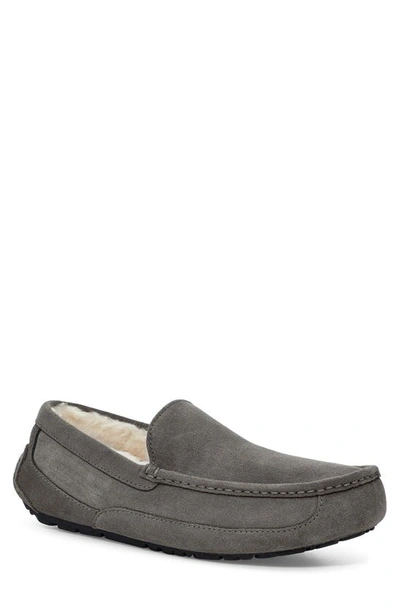 Shop Ugg Ascot Leather Slipper In Grey
