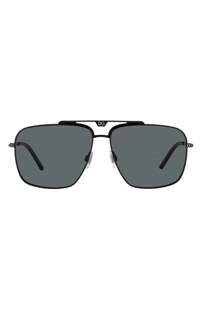 Shop Dolce & Gabbana 61mm Polarized Aviator Sunglasses In Matte Black