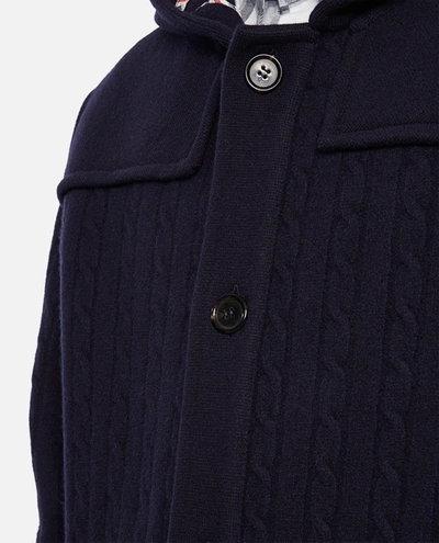 Shop Thom Browne Merino Wool Coat In Blue