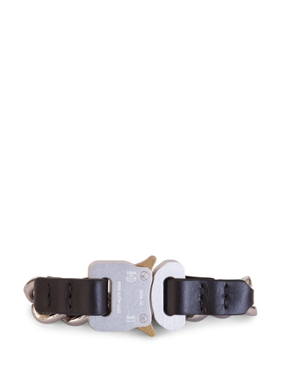 Shop Alyx 1017  9sm Chain Bracelet W/ Leather Details In Argento