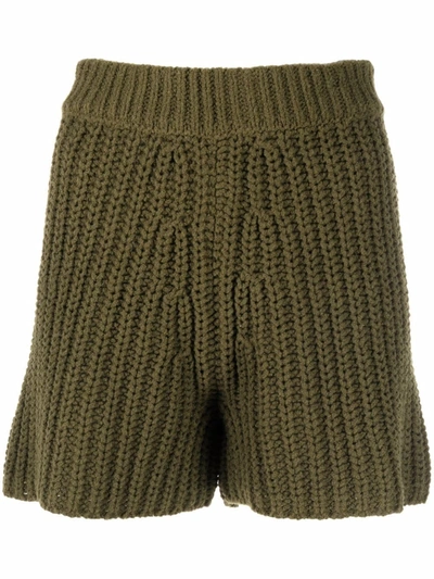 Shop Alanui Pucon Ribbed-knit Shorts In Mixed Colours