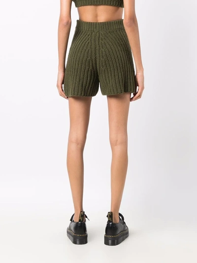 Shop Alanui Pucon Ribbed-knit Shorts In Mixed Colours