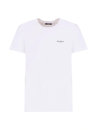 Shop Balmain T-shirt With  Paris Logo In Bianco