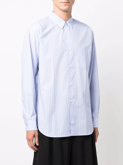 Shop Comme Des Garçons Striped Poplin Shirt In White