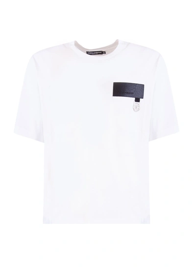 Shop Dolce & Gabbana Logo-patch Short-sleeve T-shirt In Bianco