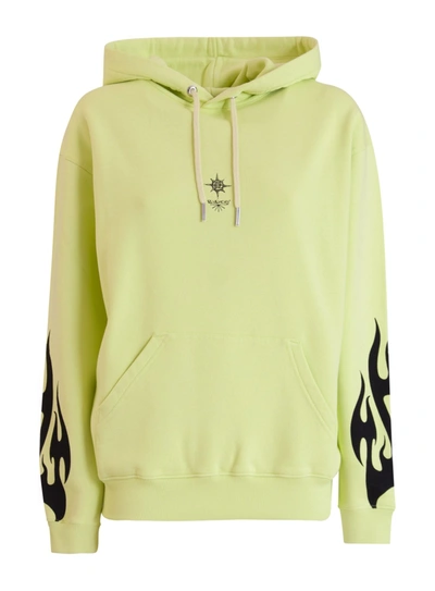 Givenchy Flame Print Hooded Sweatshirt Acid Yellow In Giallo
