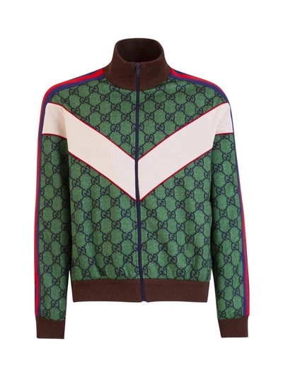 Shop Gucci Gg Web-stripe Track Jacket In Cielo