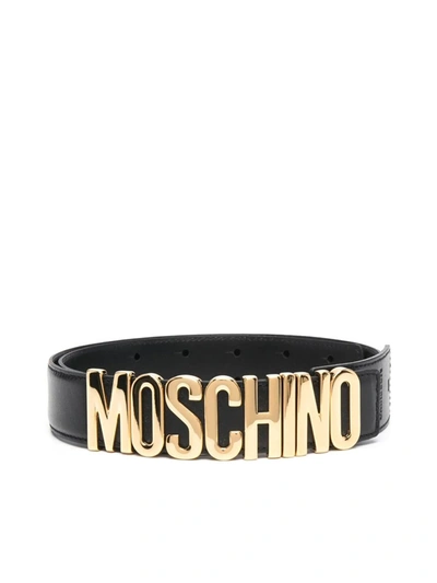 Shop Moschino Belts In Black Gold