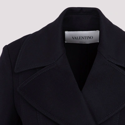 Shop Valentino Compact Drap Coat In Black
