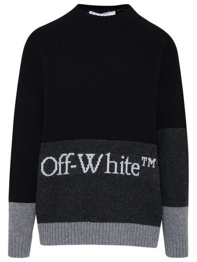 Shop Off-white Black And Grey Wool Color-block Sweater