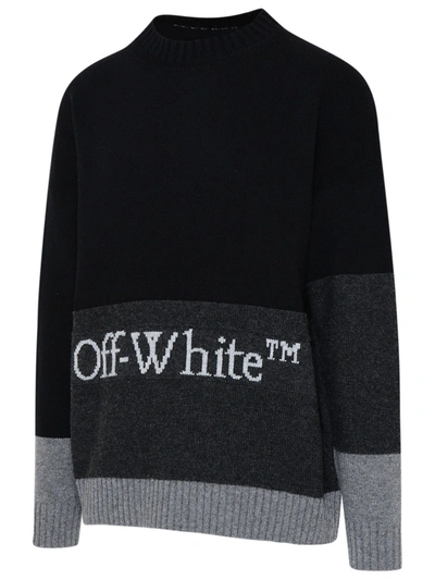 Shop Off-white Black And Grey Wool Color-block Sweater
