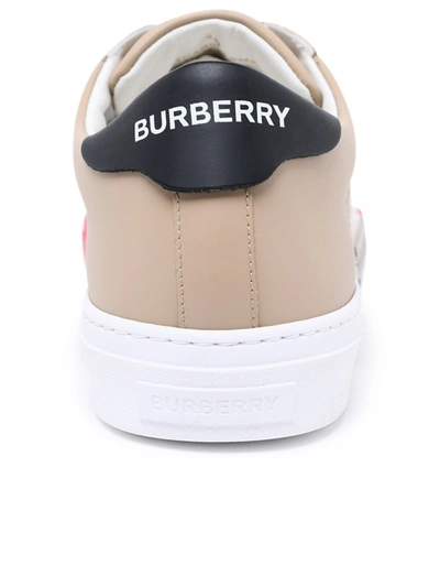 Shop Burberry Beige Leather Sneakers