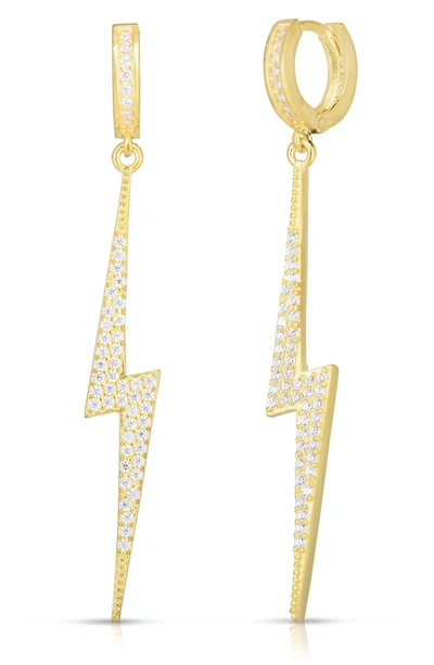 Shop Sphera Milano 14k Gold Vermeil Cz Bolt Earrings In Yellow Gold