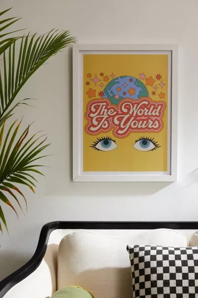 Shop Exquisite Paradox The World Is Yours Art Print In White Wood Frame At Urban Outfitters