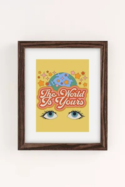 Shop Exquisite Paradox The World Is Yours Art Print In Walnut Wood Frame At Urban Outfitters