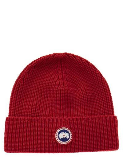 Shop Canada Goose Ribbed Beanie And Classic Disc In Red