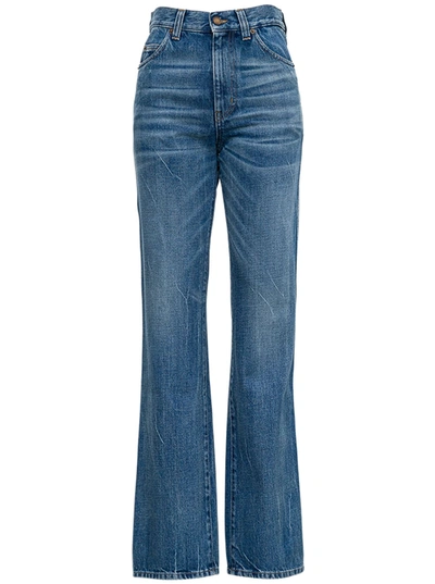 Shop Saint Laurent 60s Flared Denim Jeans In Blu