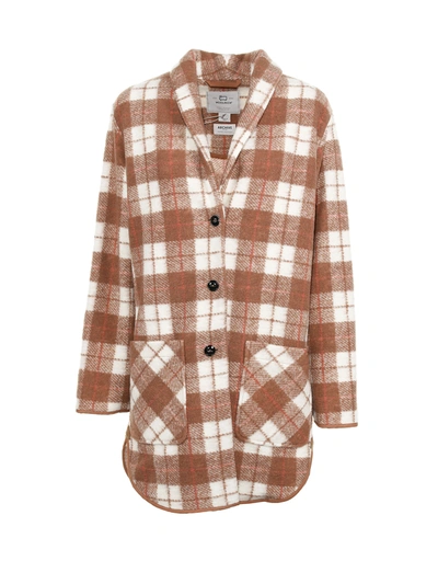 Shop Woolrich Gentry Coat With Check Pattern In Woodwork Check