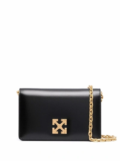 Shop Off-white Jitney 0.5 Black Leather Crossbody Bag