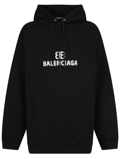 Shop Balenciaga Branded Hoodie In Black