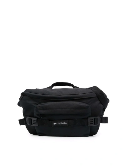 Shop Balenciaga Logo Patch Messenger Bag In Black