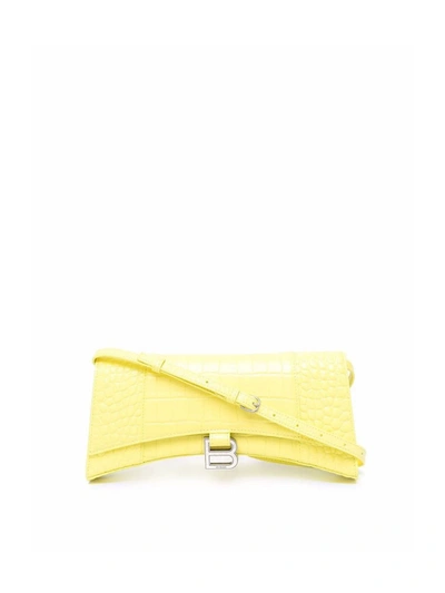 Shop Balenciaga Hourglass Sling Shoulder Bag In Yellow