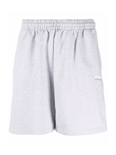 Shop Balenciaga Logo Embroidery Track Shorts In Grey