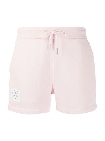 Shop Thom Browne Tricolour Stripe Cotton Shorts In Pink