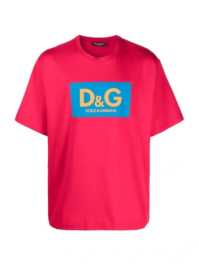 Shop Dolce & Gabbana Logo-print Boxy Fit T-shirt In Red