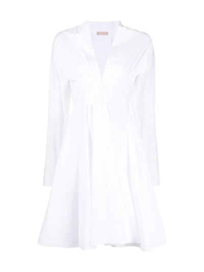 Shop Alaïa Fitted-waist Shirt Dress In White