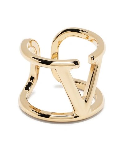 Shop Valentino Vlogo Signature Metal Ring In Gold