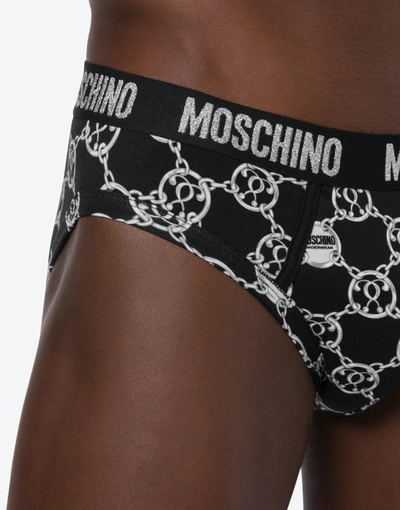 Shop Moschino Double Question Mark Chain Briefs In Black