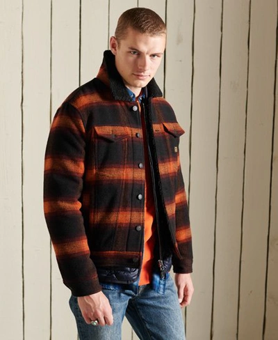 Superdry Men's Highwayman Wool Sherpa Trucker Jacket Red / Redwood Ombre |  ModeSens