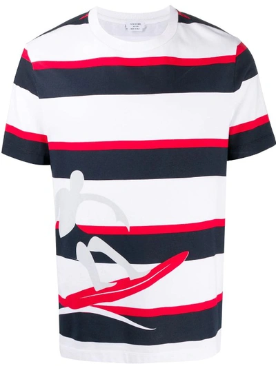 Shop Thom Browne Stripe Surfer T-shirt In Multicolor