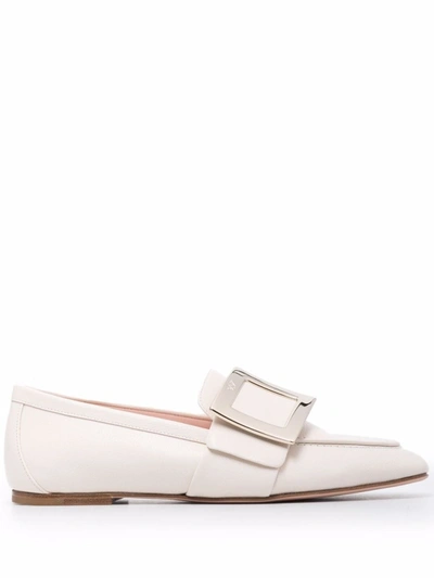 Shop Roger Vivier Buckle-detail Leather Loafers In White