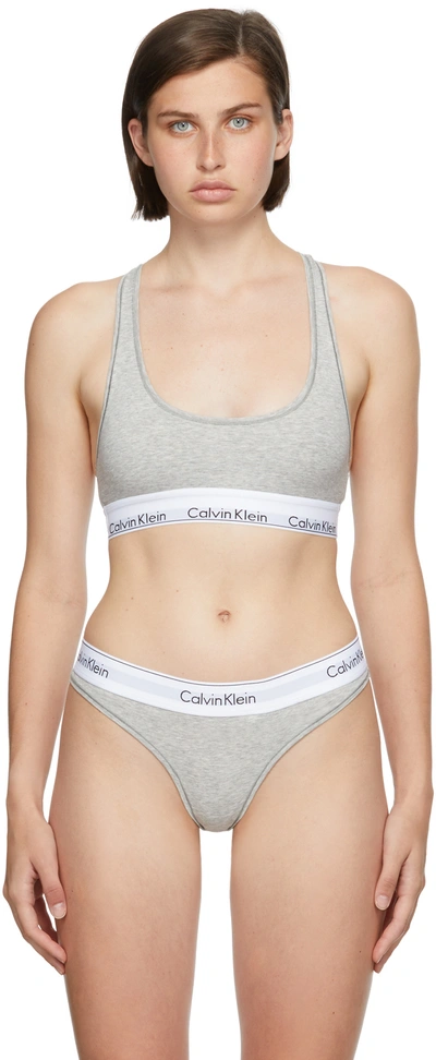 Shop Calvin Klein Underwear Grey Unlined Modern Bralette In 020 Heather