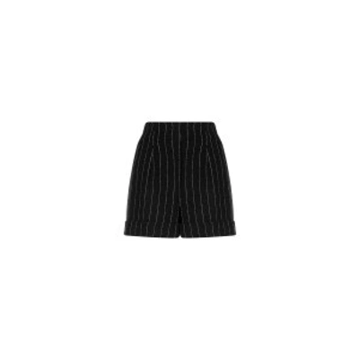 Shop Moschino Stretch Pinstripe Shorts In Black