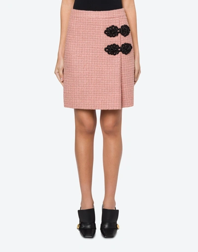 Shop Boutique Moschino Mat Skirt With Frogs In Pale Pink