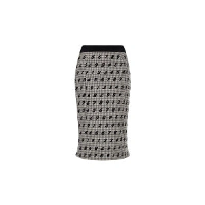 Shop Moschino Flock Numbers Houndstooth Skirt In White