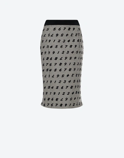 Shop Moschino Flock Numbers Houndstooth Skirt In White