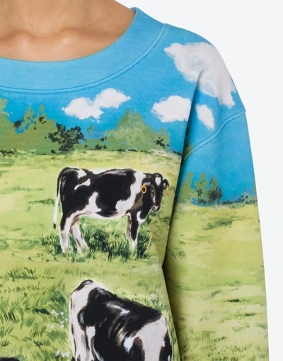 Shop Moschino Countryside Cotton Sweatshirt In Multicoloured