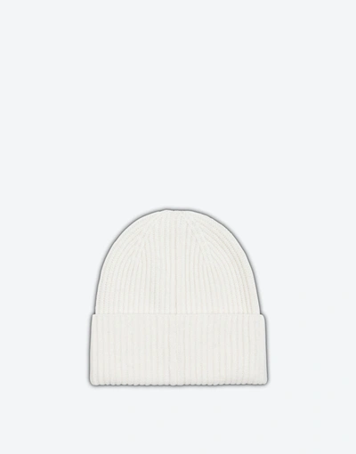 Shop Moschino Knit Hat With Logo In White