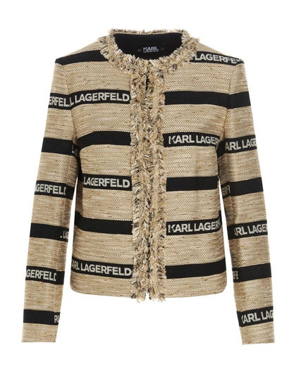 Shop Karl Lagerfeld Logo Jacquard Jacket In Multi