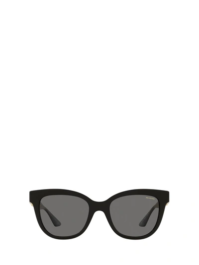 Shop Versace Eyewear Curved Tip Greca Cat In Black
