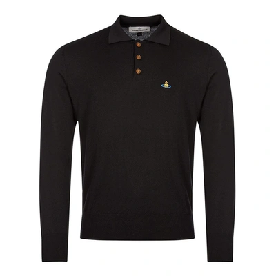 Shop Vivienne Westwood Knitted Polo Shirt In Black