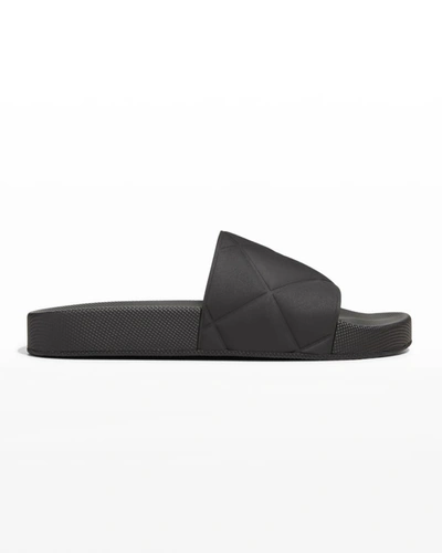 Shop Bottega Veneta The Slider Puffy Pool Sandals In Black