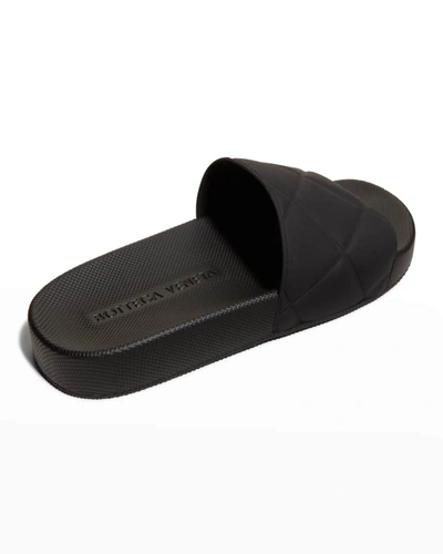 Shop Bottega Veneta The Slider Puffy Pool Sandals In Black